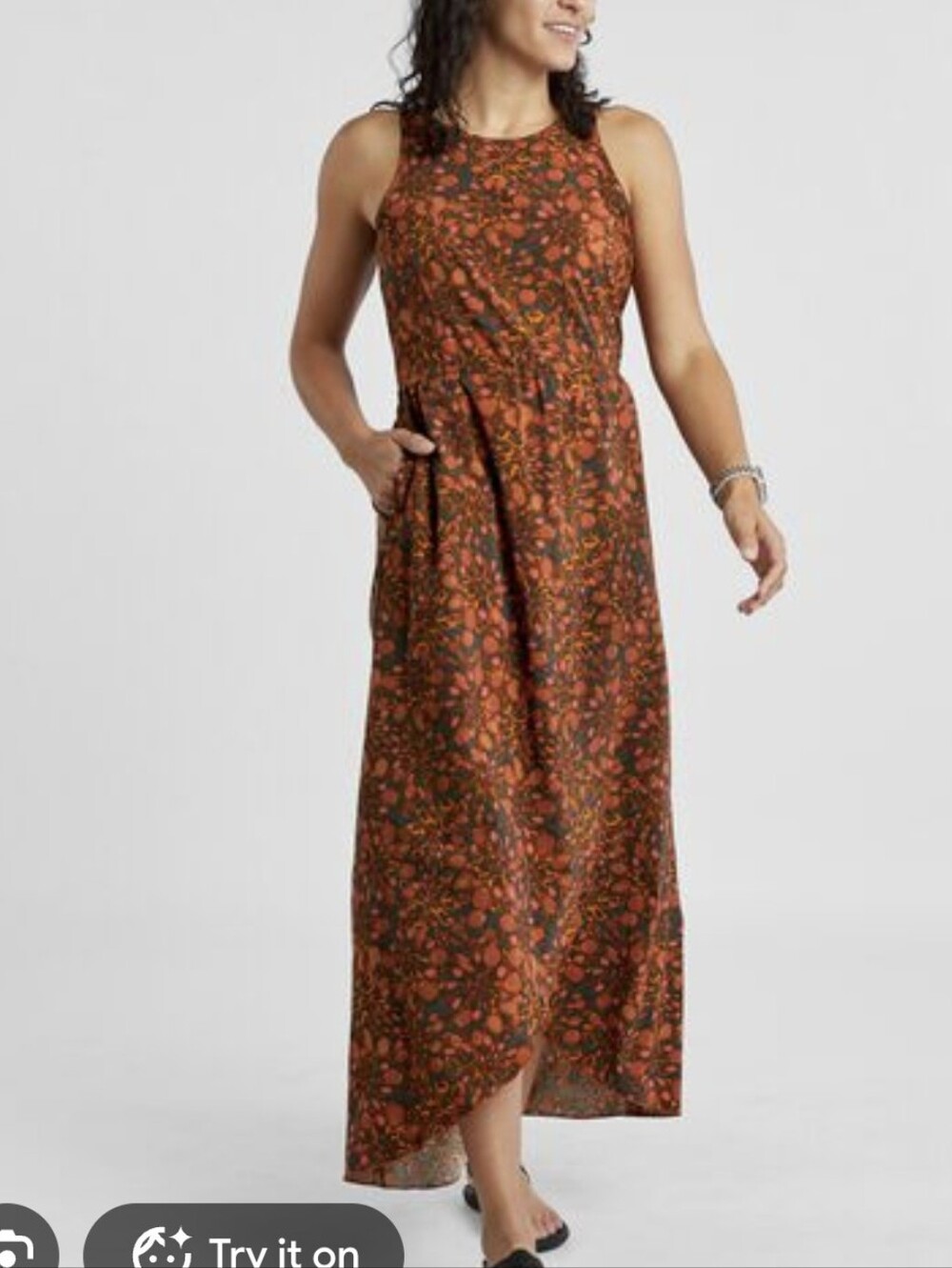 Toad & Co Crusher Maxi Dress Rust Green Floral Print Size Medium - Picture 1 of 9